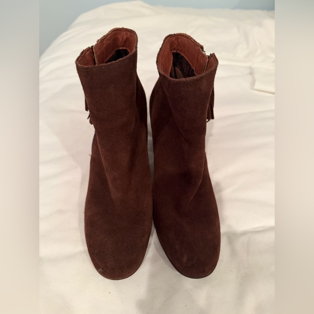 BORN Michie Dark Brown Suede Leather Bootie Boots Shoes sz 7